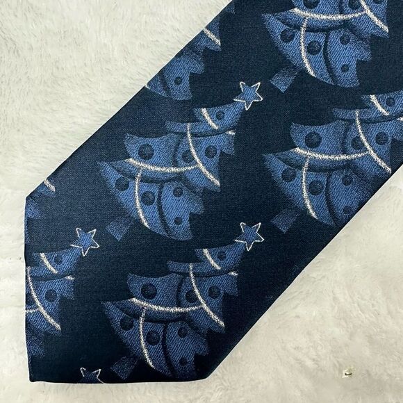 Holidays Blue Christmas Trees Tie - Picture 2 of 6